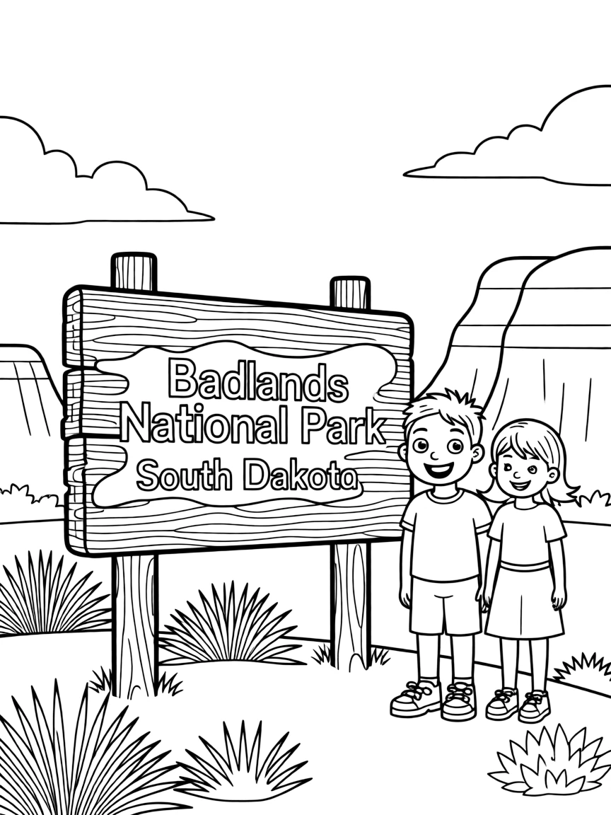 (South Dakota) The entrance sign to Badlands National Park