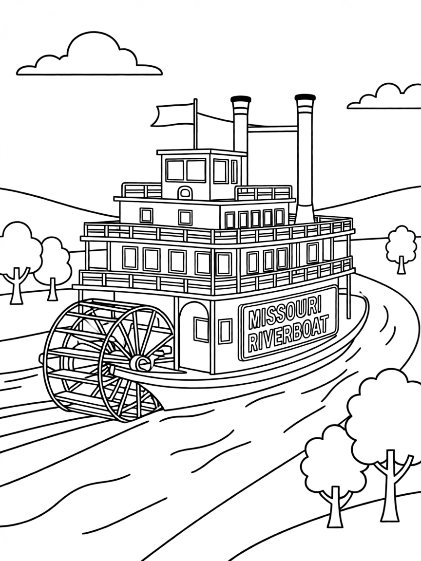 (South Dakota) A riverboat on the Missouri River