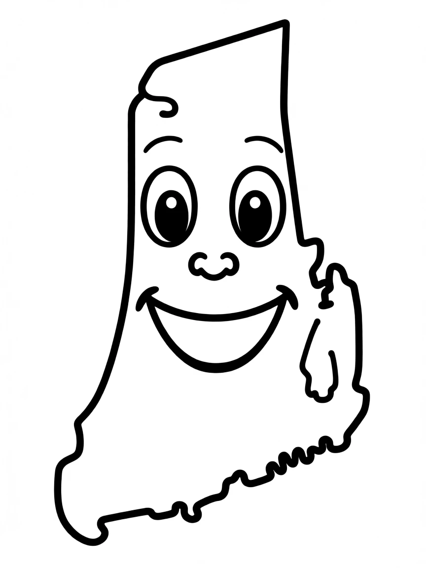 (Rhode Island) The Rhode Island state outline with a smiling face