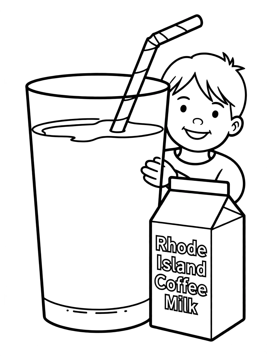 (Rhode Island) Coffee milk in a glass with a straw (Rhode Island’s official state drink)