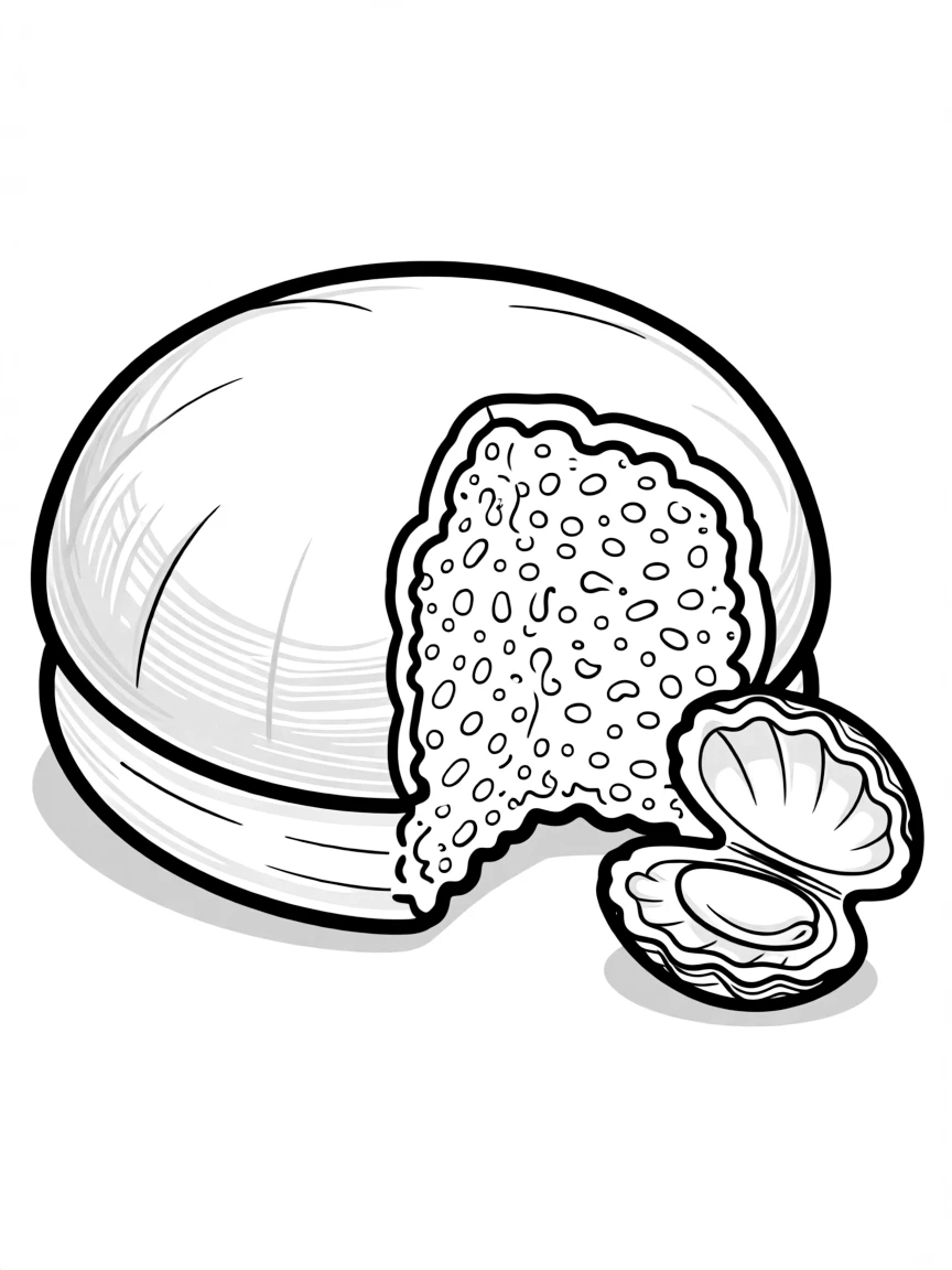 (Rhode Island) A clamcake with a bite taken out