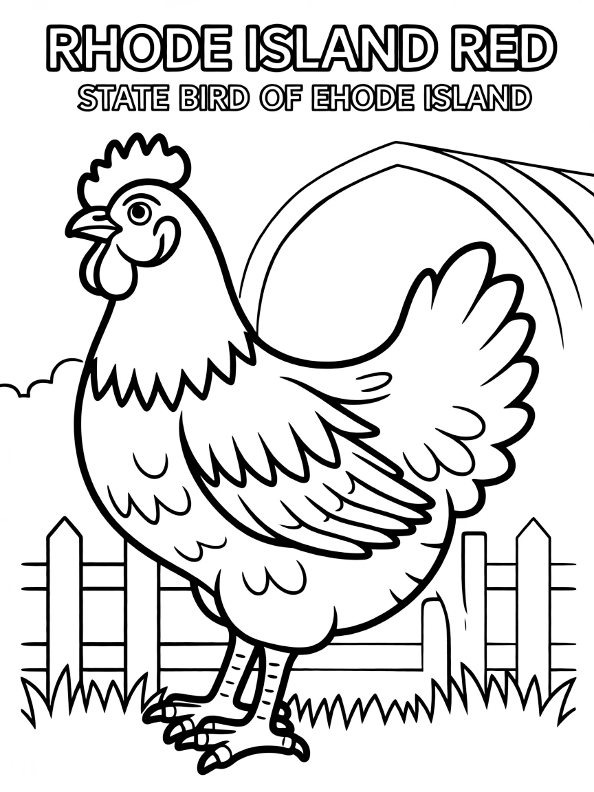 (Rhode Island) A Rhode Island Red chicken (state bird)