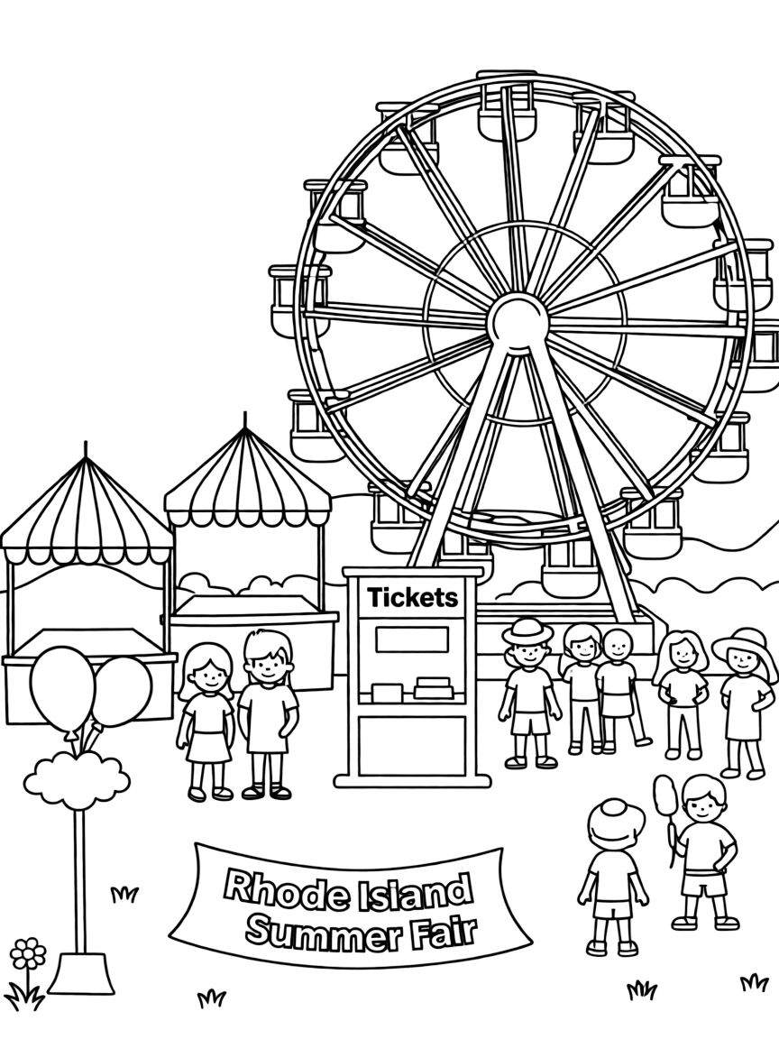 (Rhode Island) A summer fair in Rhode Island with a Ferris wheel