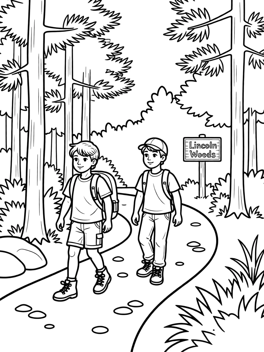 (Rhode Island) Children hiking at Lincoln Woods