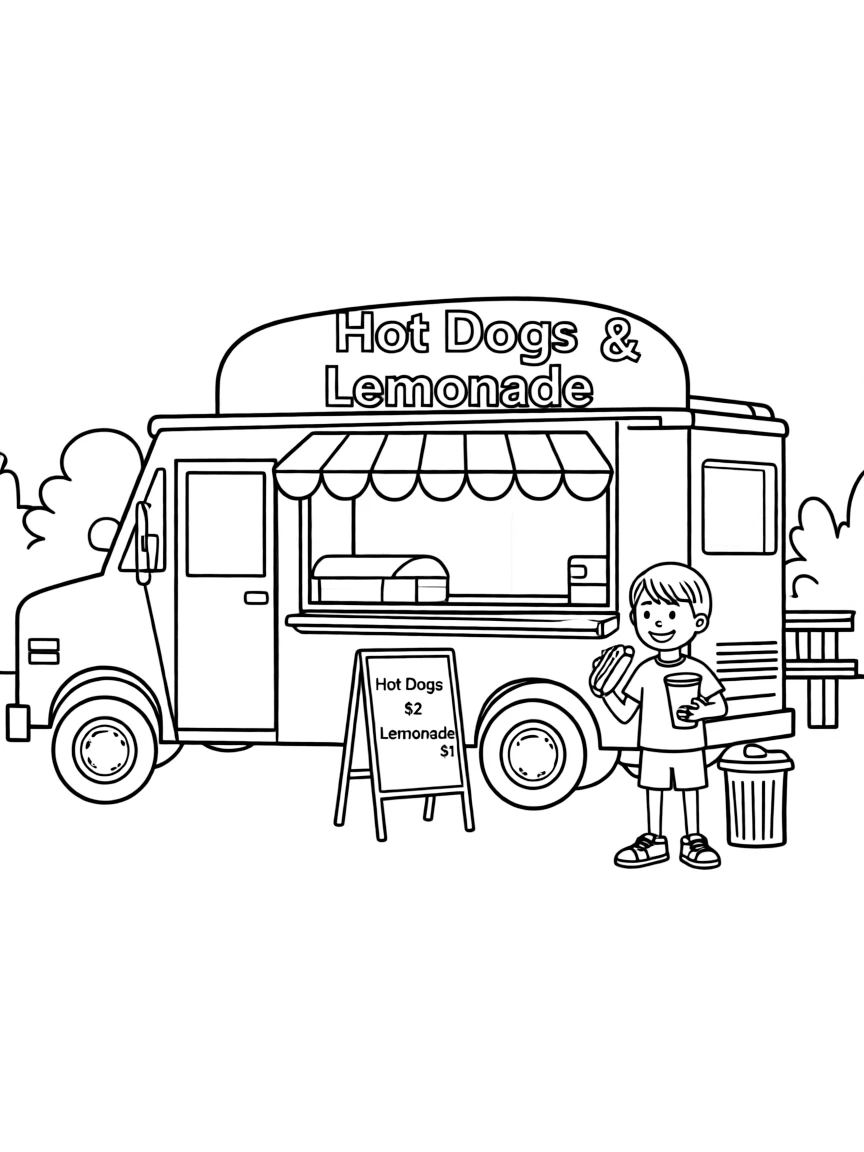(Rhode Island) A food truck serving hot dogs and lemonade
