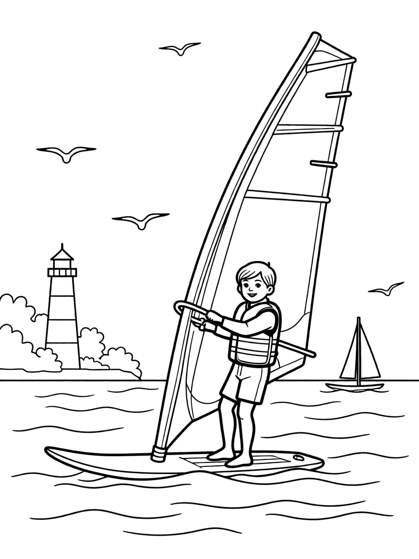 (Rhode Island) A windsurfer on Narragansett Bay