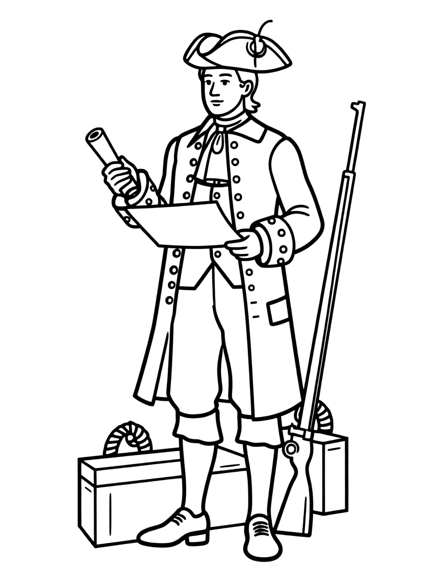 (Rhode Island) A historical reenactor in colonial clothing