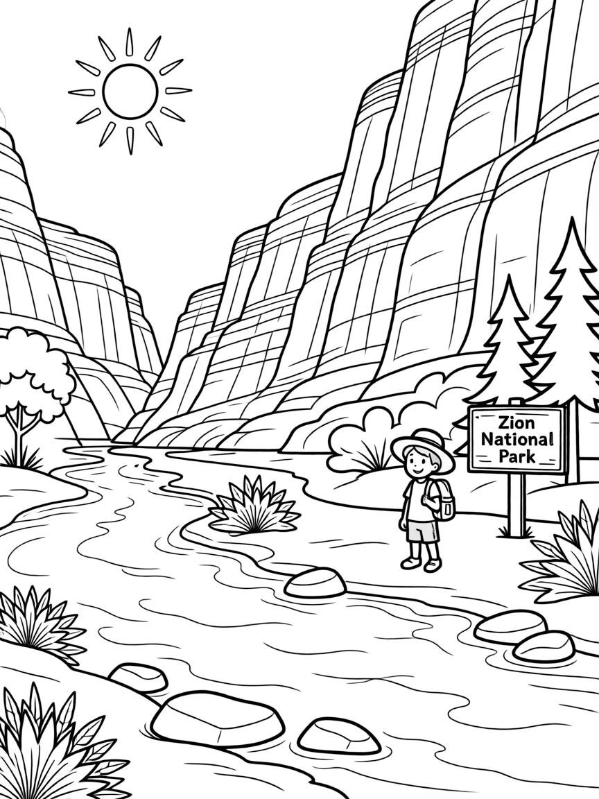 (Utah) Zion National Park canyon scene