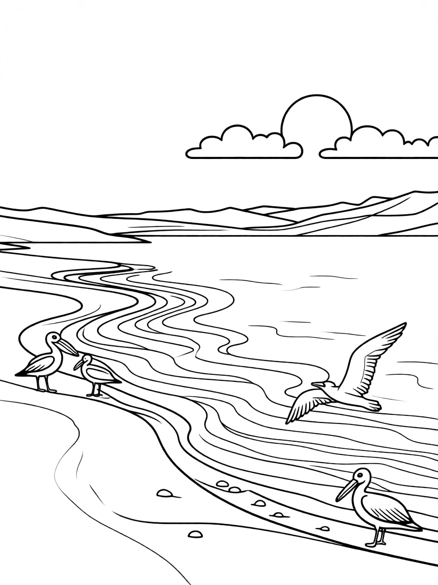 (Utah) Great Salt Lake with birds