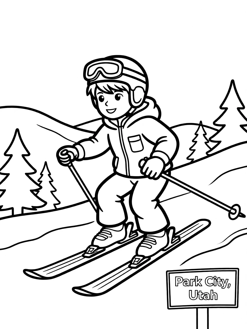 (Utah) A skier on the snowy slopes of Park City