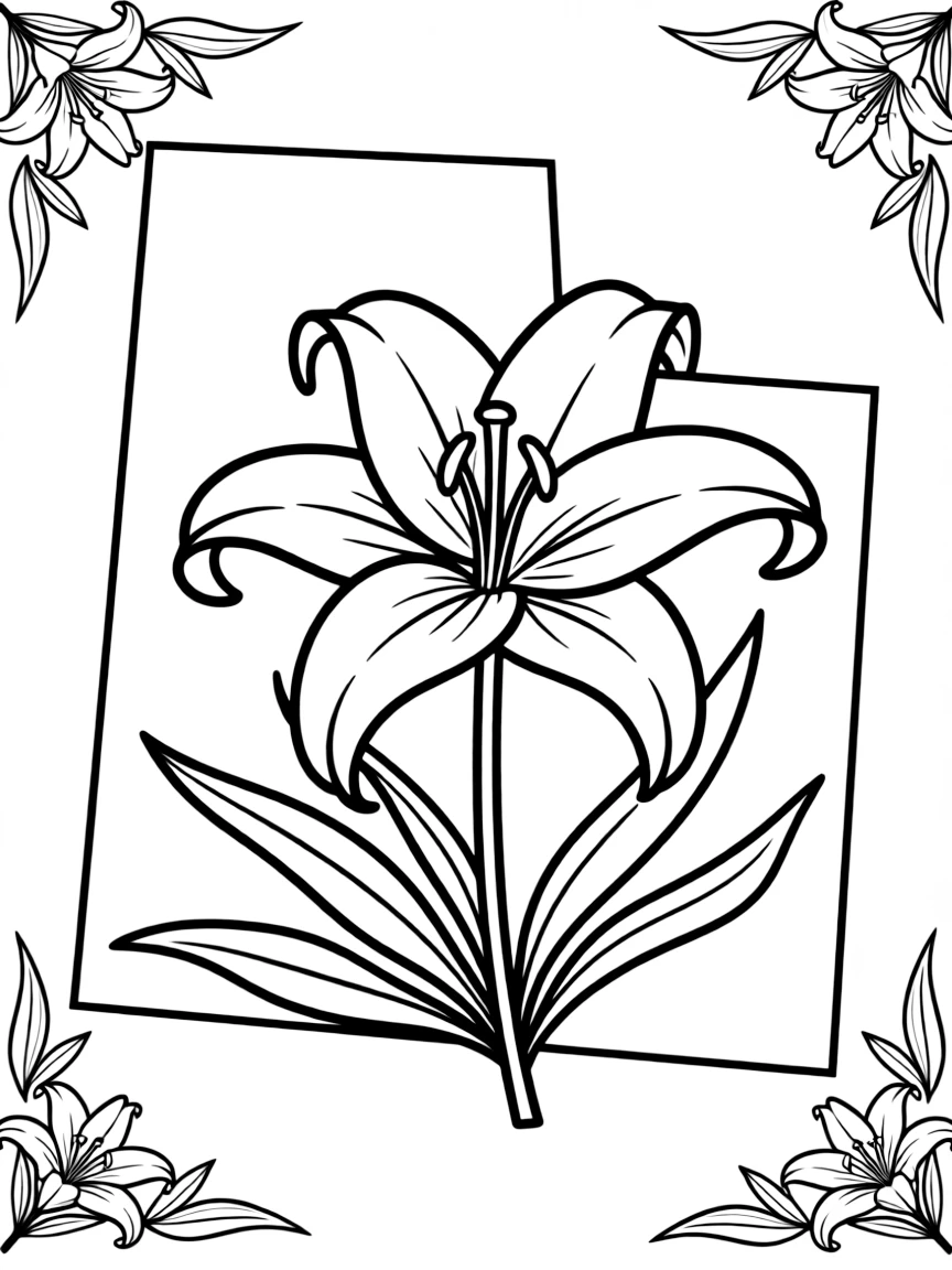(Utah) The Utah state outline with the state flower (Sego Lily)
