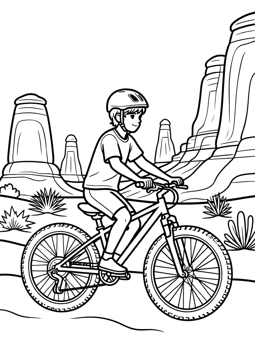 (Utah) A mountain biker in Moab