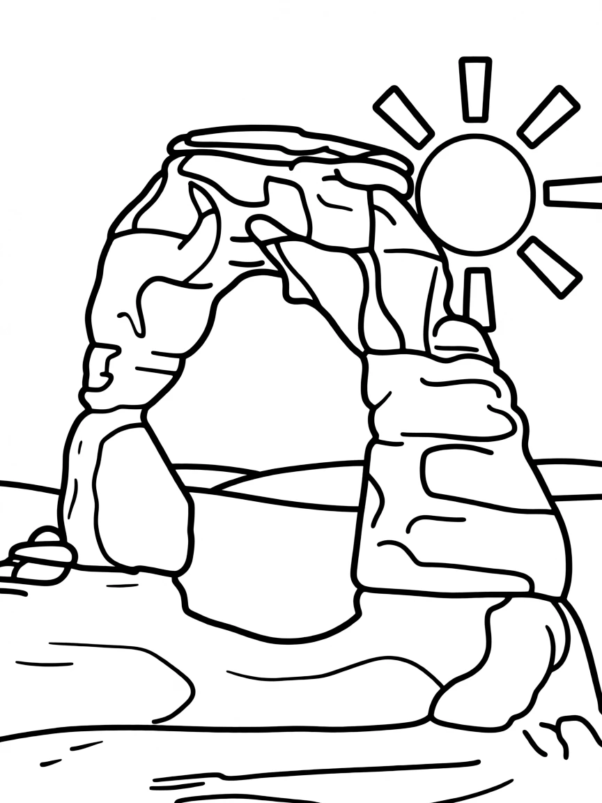 (Utah) An arch rock formation with sun