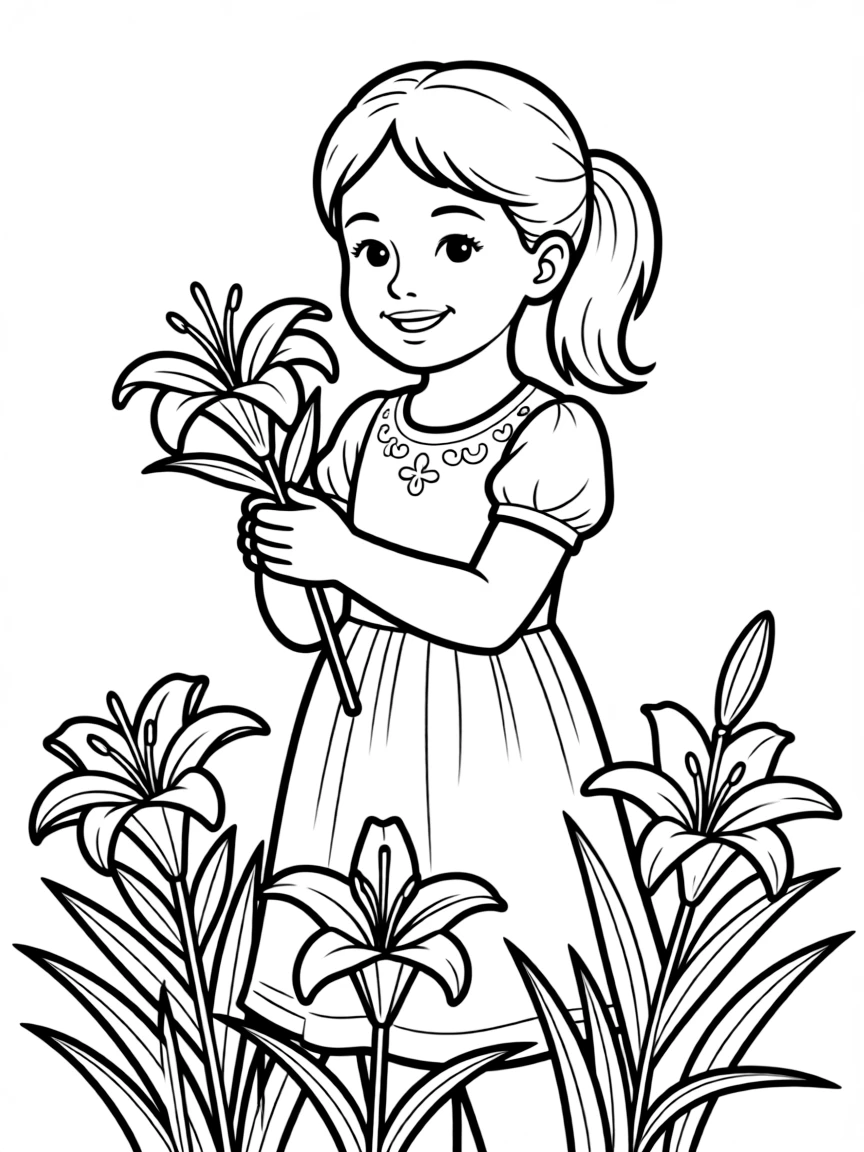 (Utah) A girl holding a Sego Lily