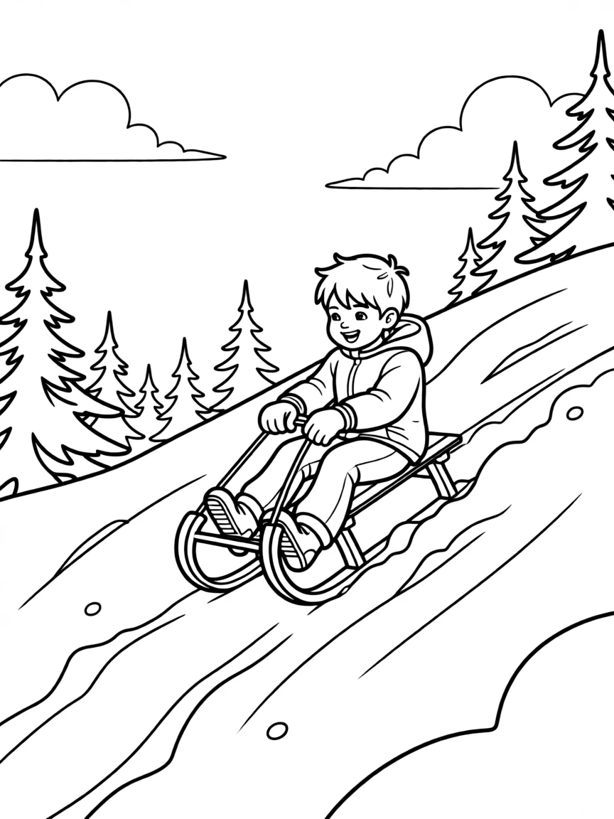 (Utah) A child sledding in Utah snow