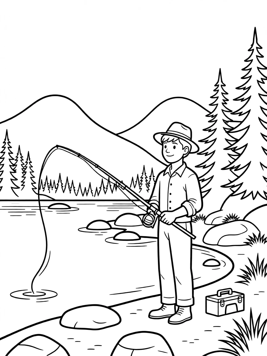 (Utah) A fisherman on a mountain lake