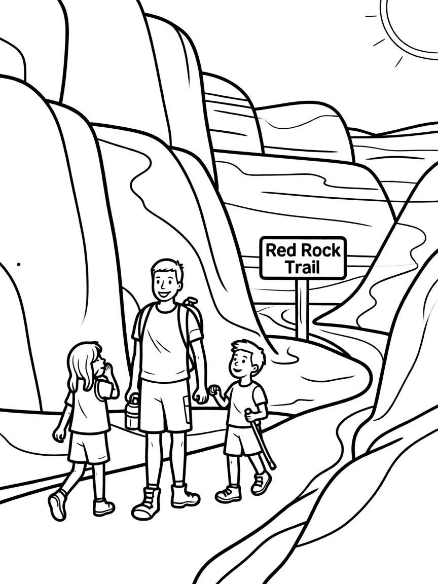 (Utah) A family hiking in the red rock