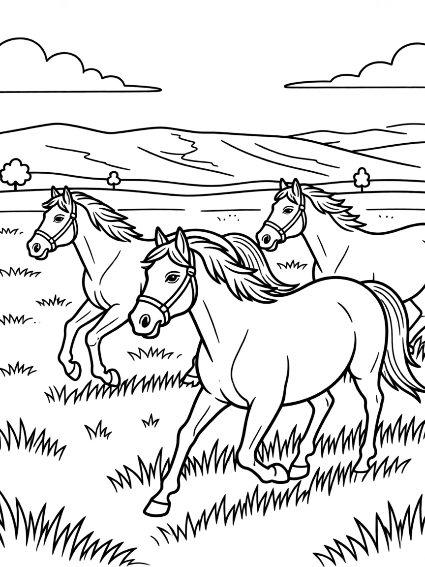 (Utah) Horses running in an open field