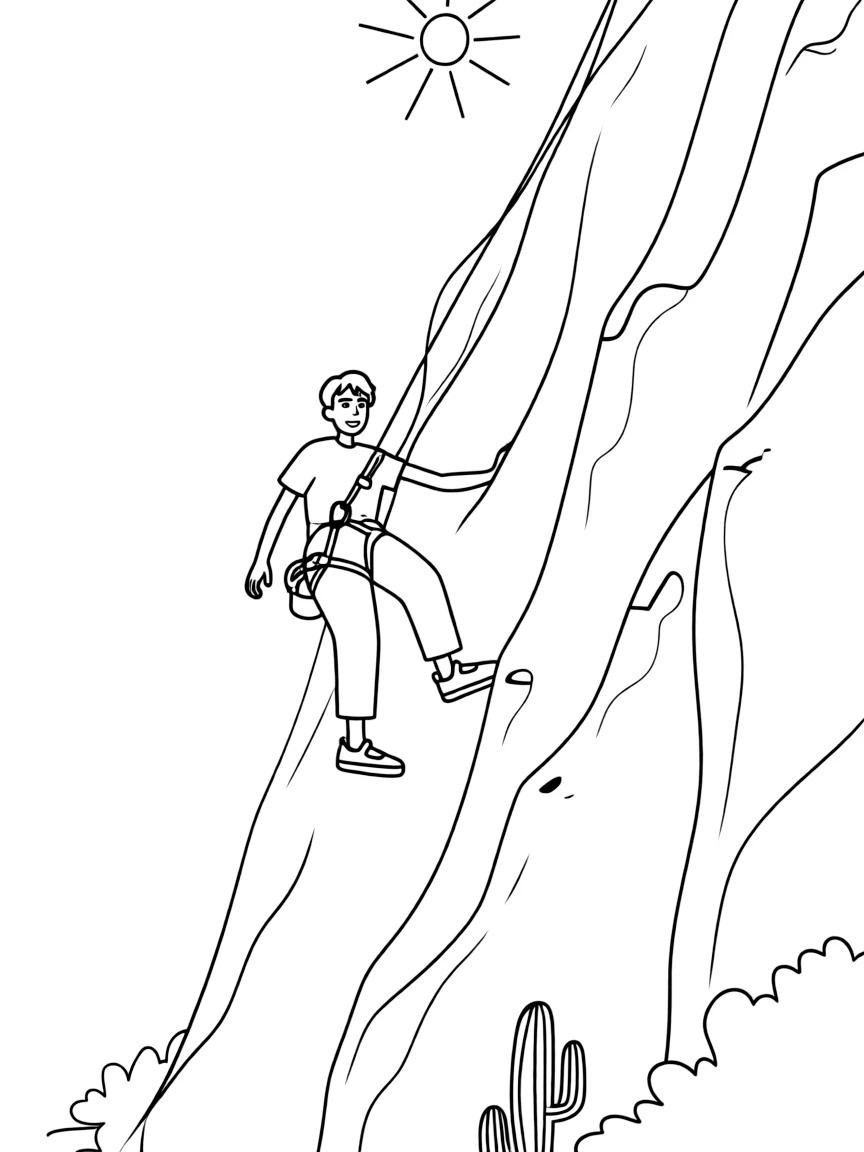 (Utah) A rock climber on a steep cliff