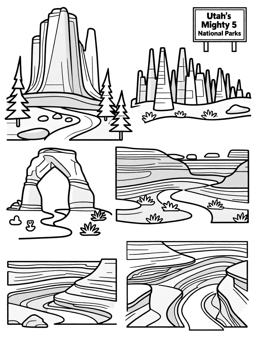 (Utah) A collage of Utah’s five national parks (The Mighty 5)