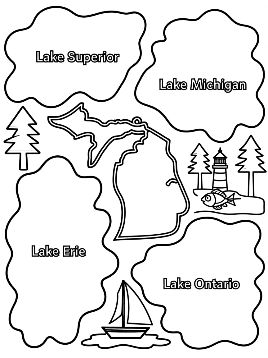 (Michigan) The Great Lakes around Michigan