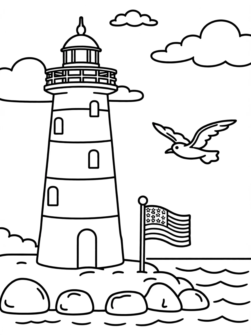 (Michigan) A lighthouse on Lake Michigan