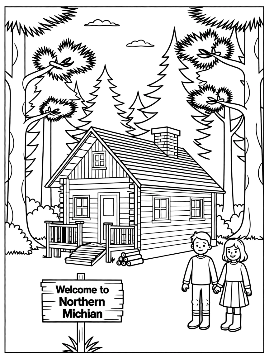 (Michigan) A cozy cabin in the woods of northern Michigan
