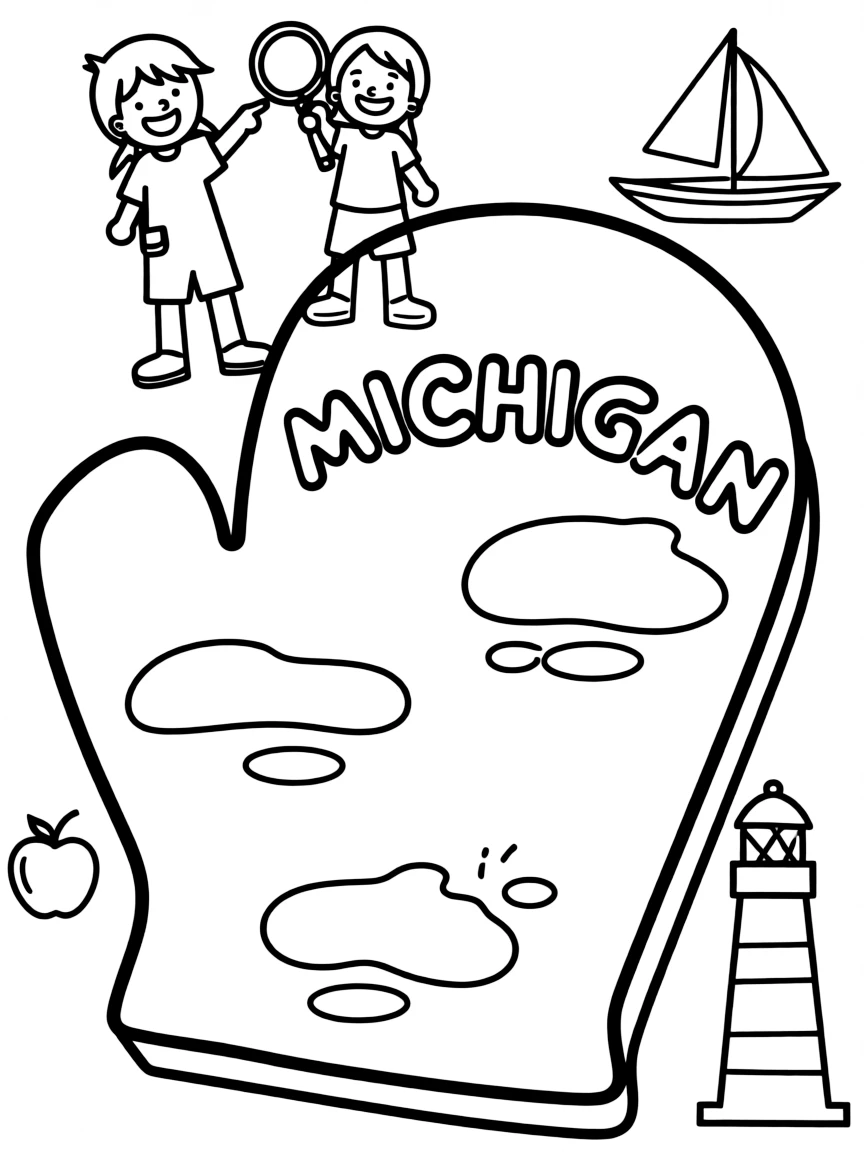 (Michigan) A mitten-shaped map of Michigan