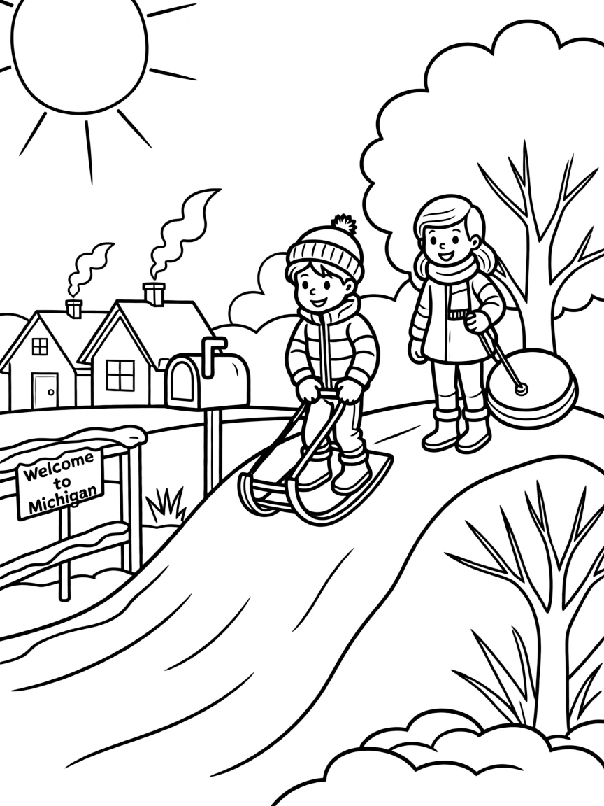 (Michigan) A sledding hill in a Michigan town