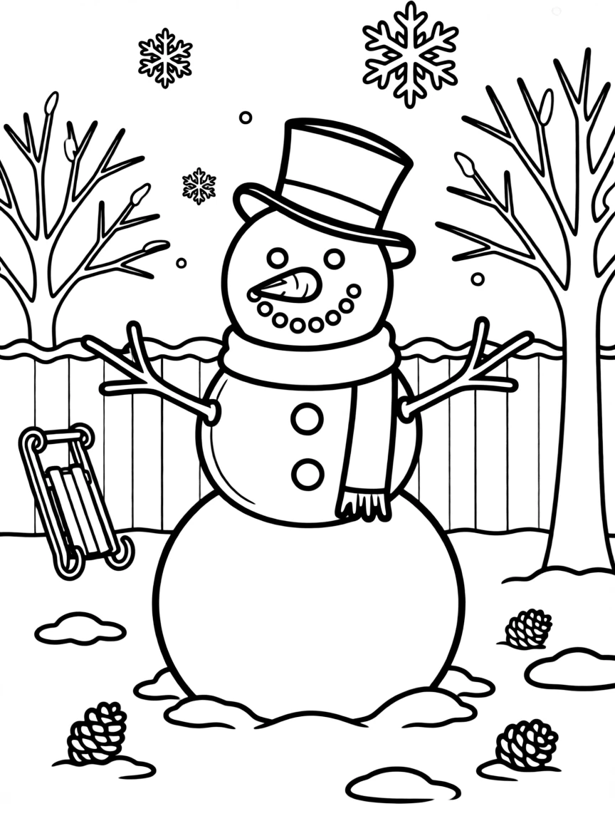 (Michigan) A snowman in a Michigan backyard
