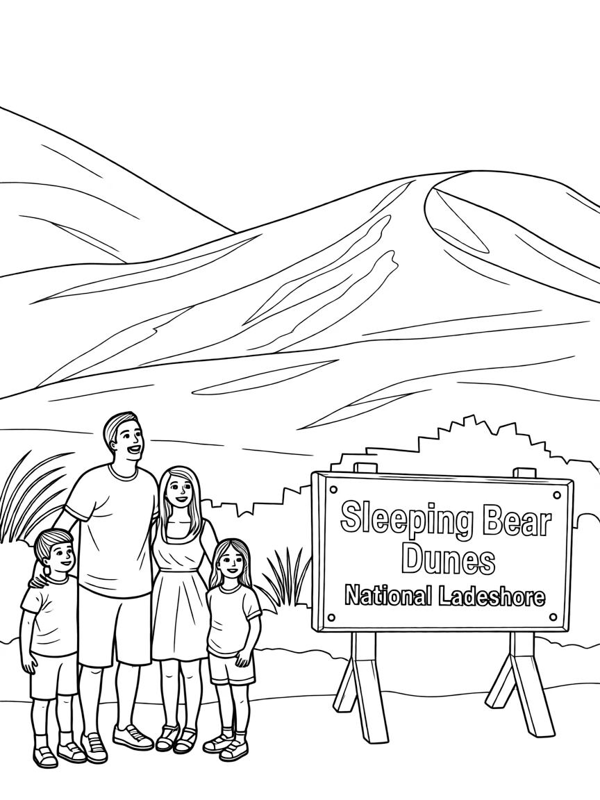 (Michigan) A family visiting Sleeping Bear Dunes
