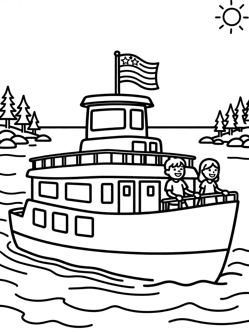 (Michigan) A ferry on Lake Superior