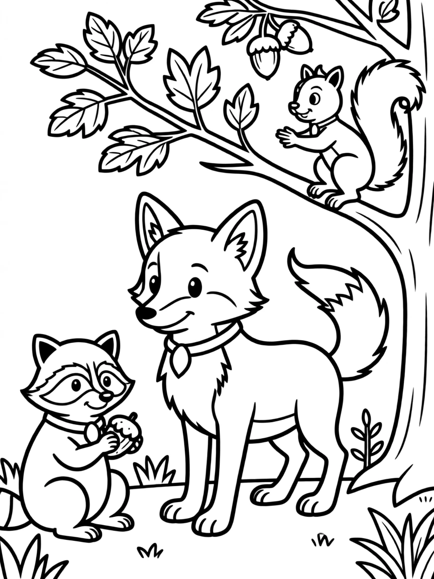 (Michigan) Michigan wildlife: fox, raccoon, and squirrel