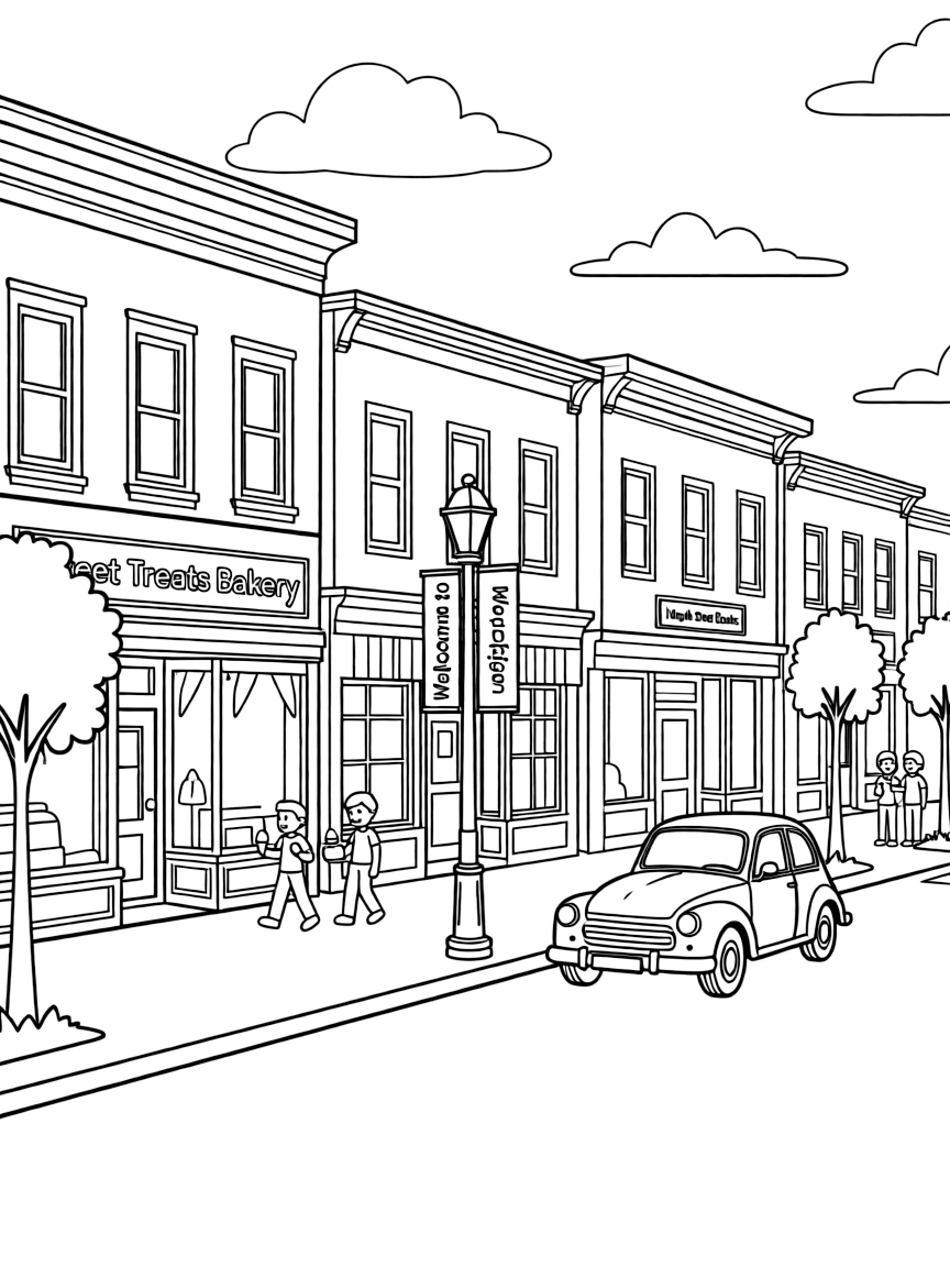 (Michigan) A small town main street in Michigan