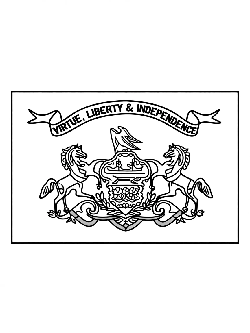 (Pennsylvania) The Pennsylvania state flag with simple symbols