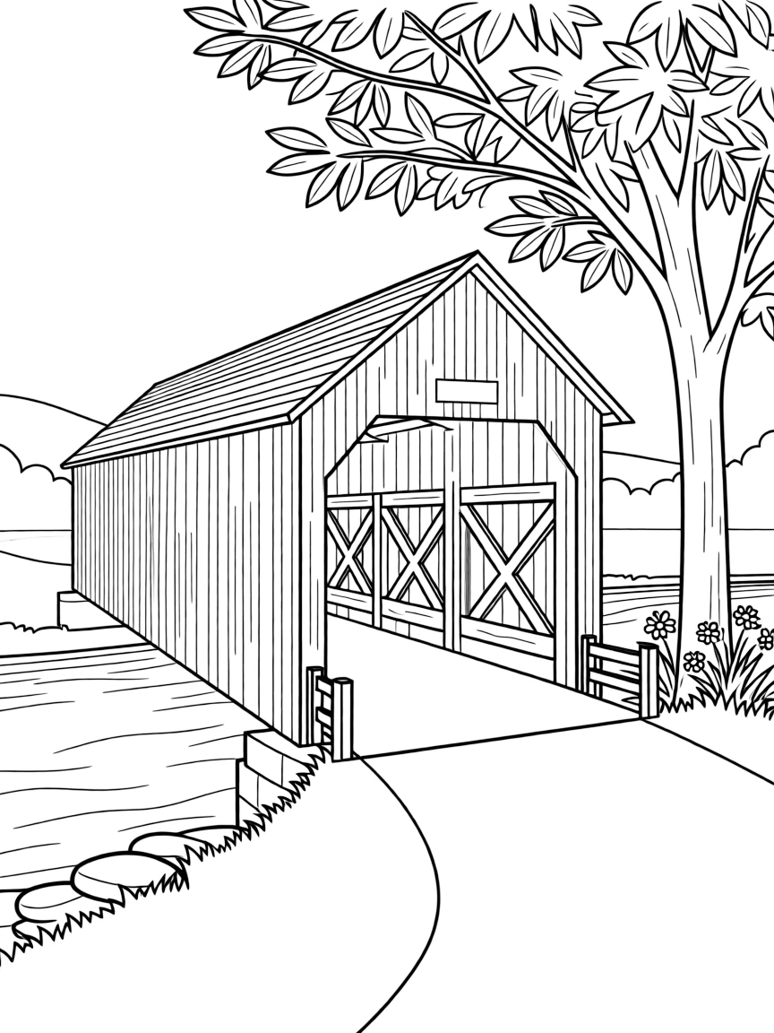 (Pennsylvania) A covered bridge in rural Pennsylvania