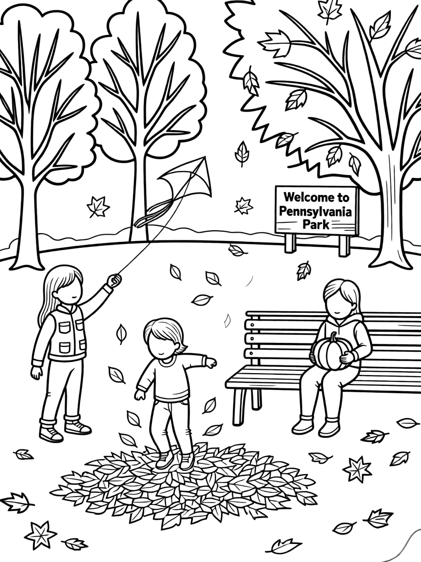 (Pennsylvania) Children playing in a Pennsylvania park during fall
