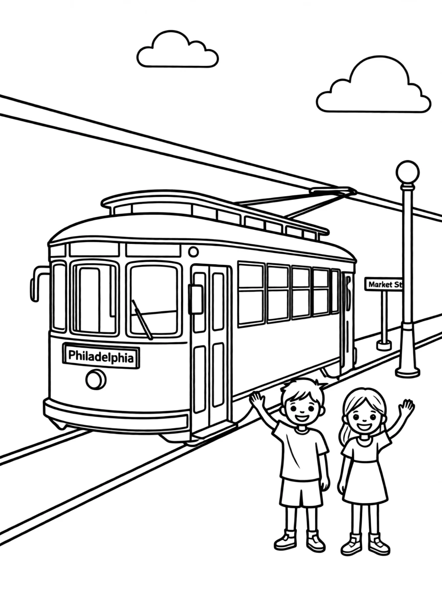 (Pennsylvania) An old-fashioned streetcar in Philadelphia