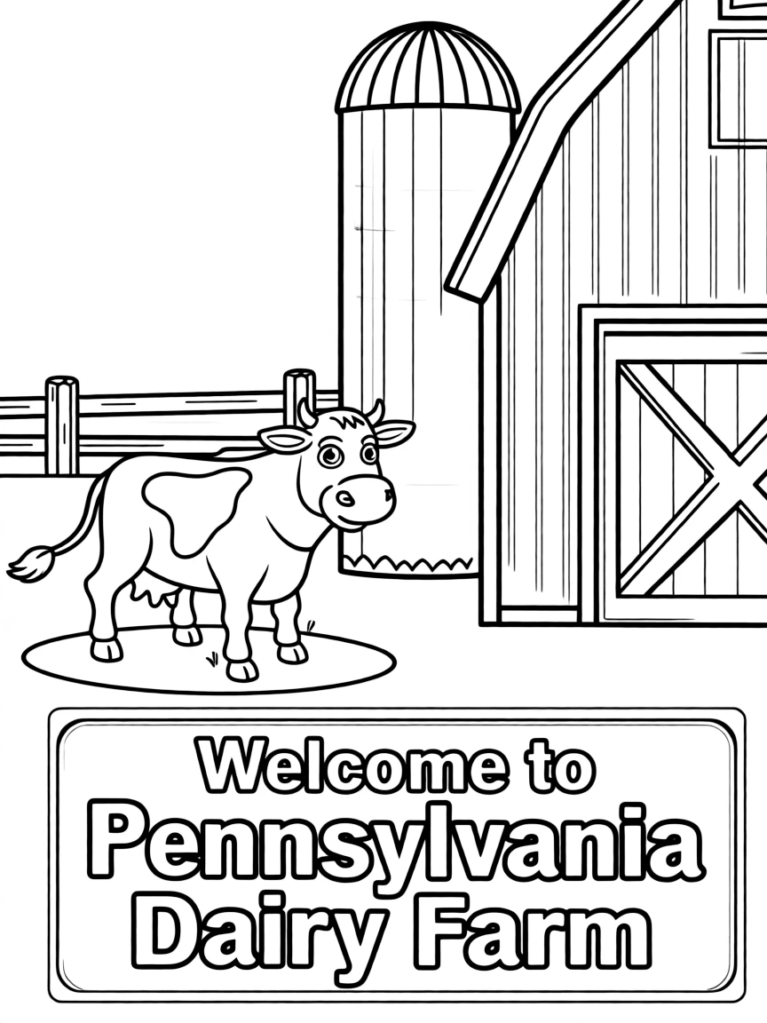 (Pennsylvania) A cow and silo on a Pennsylvania dairy farm