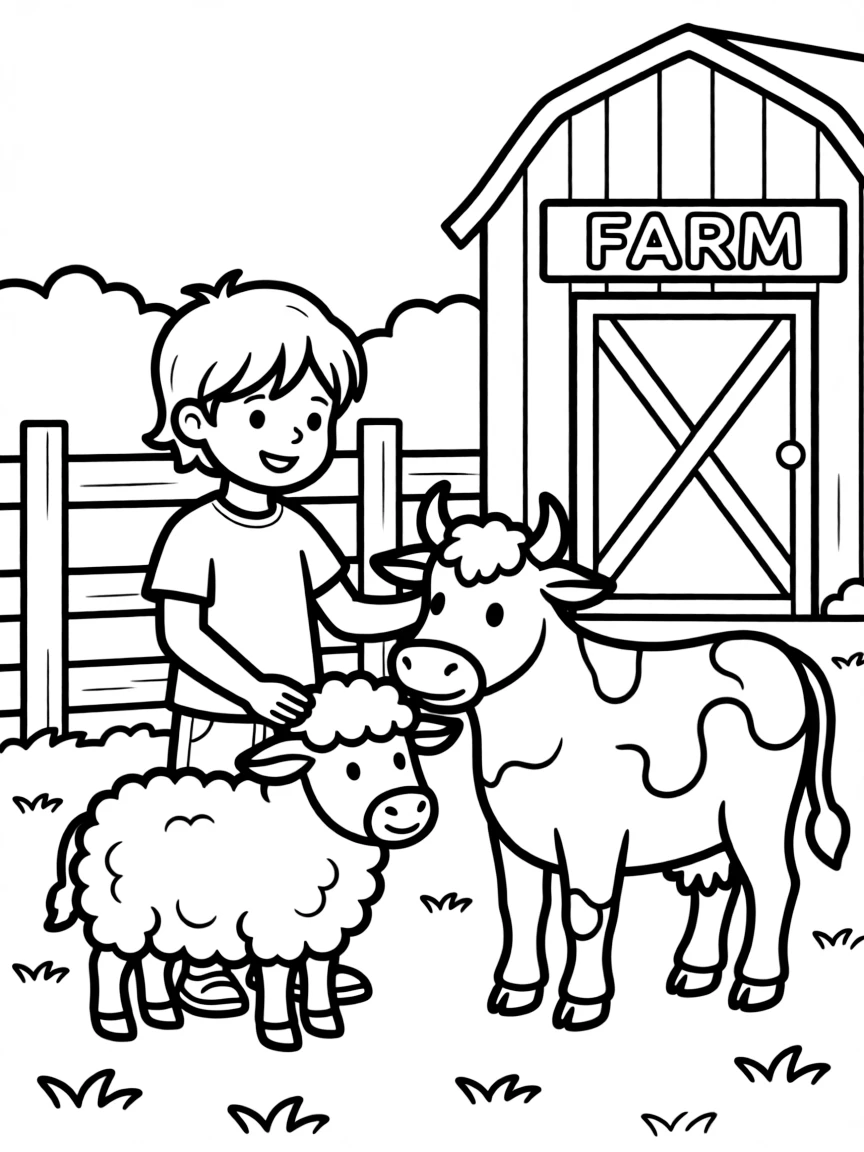 (Pennsylvania) A child petting animals at a farm