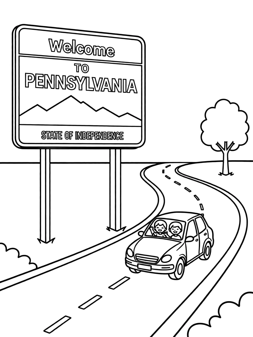 (Pennsylvania) A Pennsylvania welcome road sign