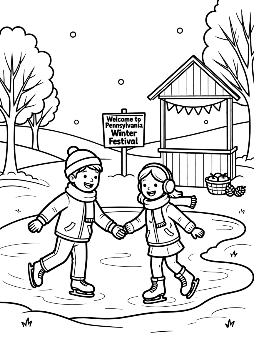 (Pennsylvania) Ice skaters at a Pennsylvania winter festival