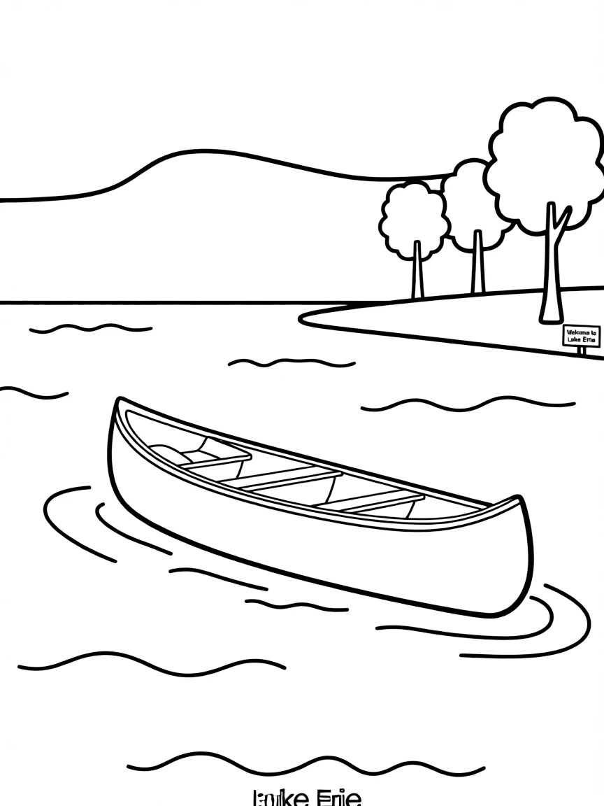 (Pennsylvania) A canoe floating on Lake Erie