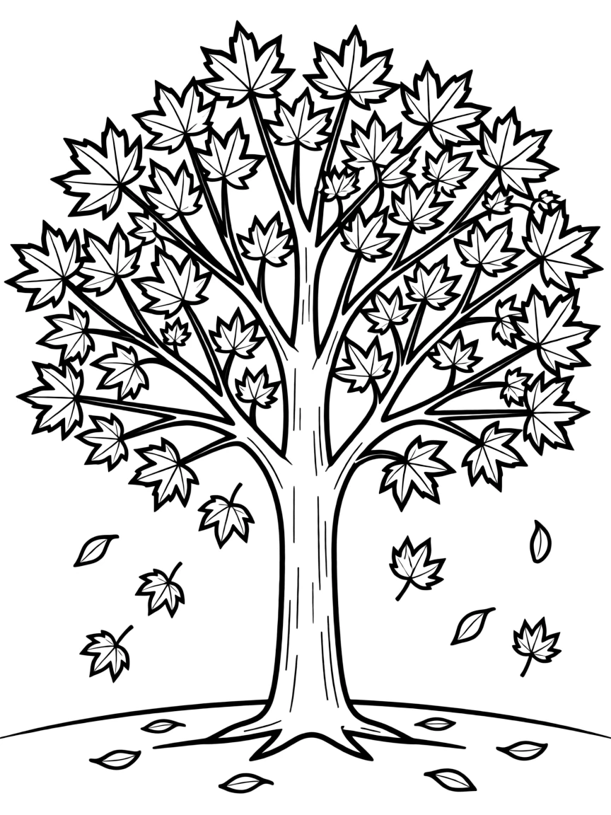 (Vermont) A sugar maple tree with leaves falling