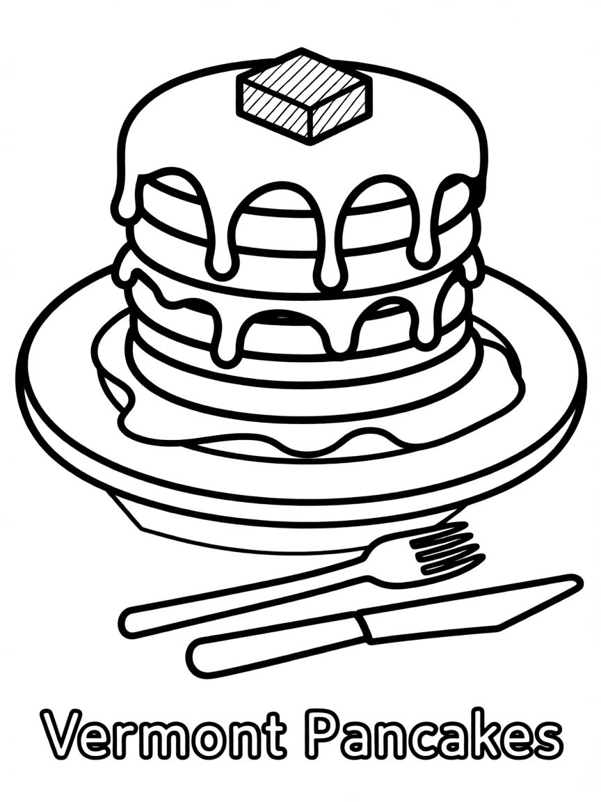 (Vermont) A stack of pancakes with dripping maple syrup