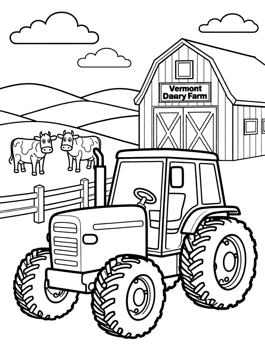 (Vermont) A tractor on a Vermont dairy farm