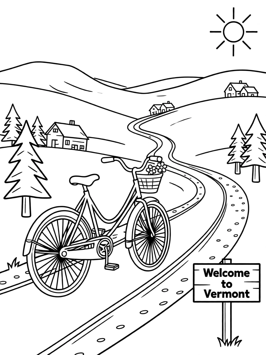 (Vermont) A bicycle on a Vermont country road