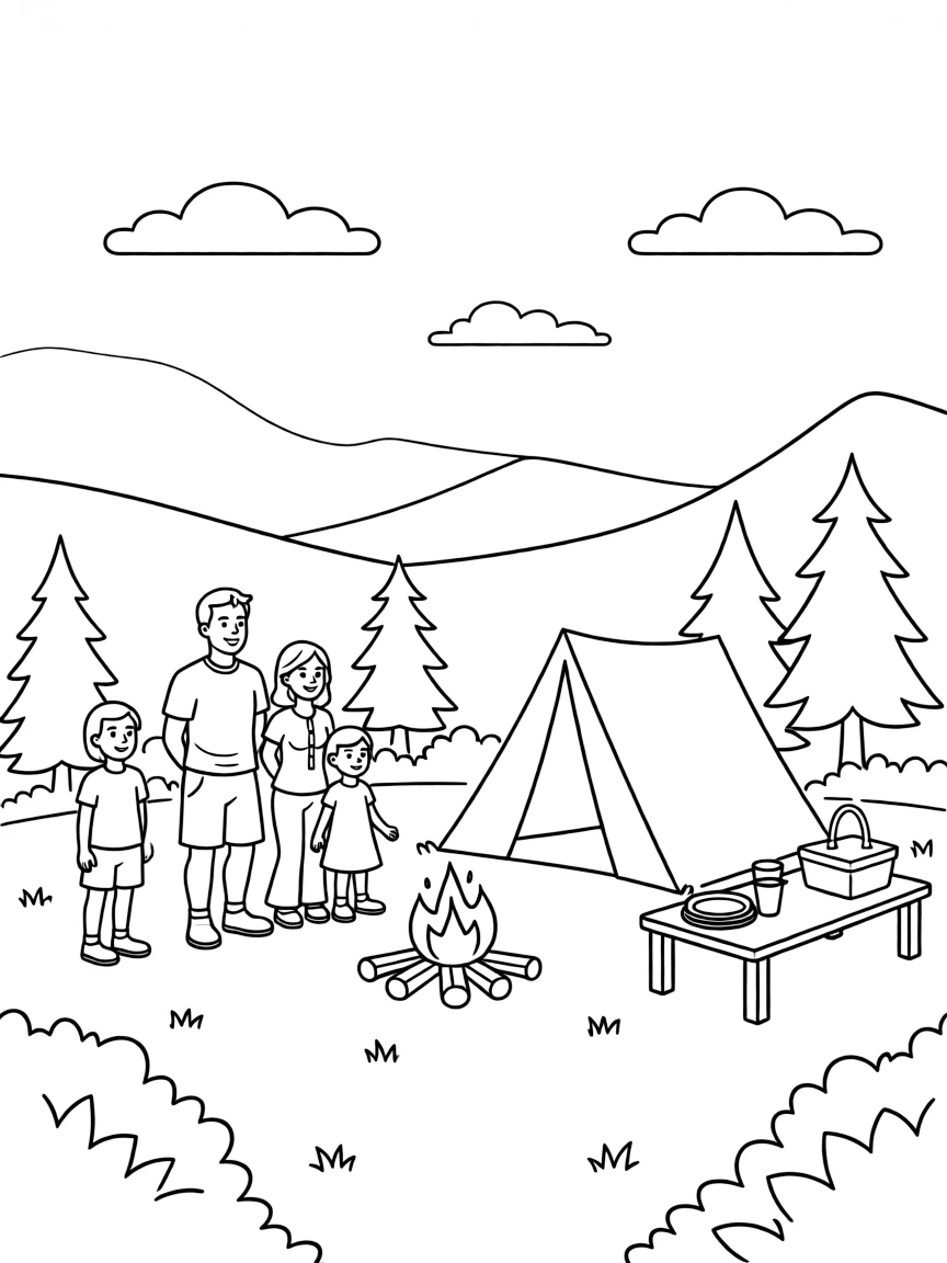(Vermont) A family camping in the Green Mountains
