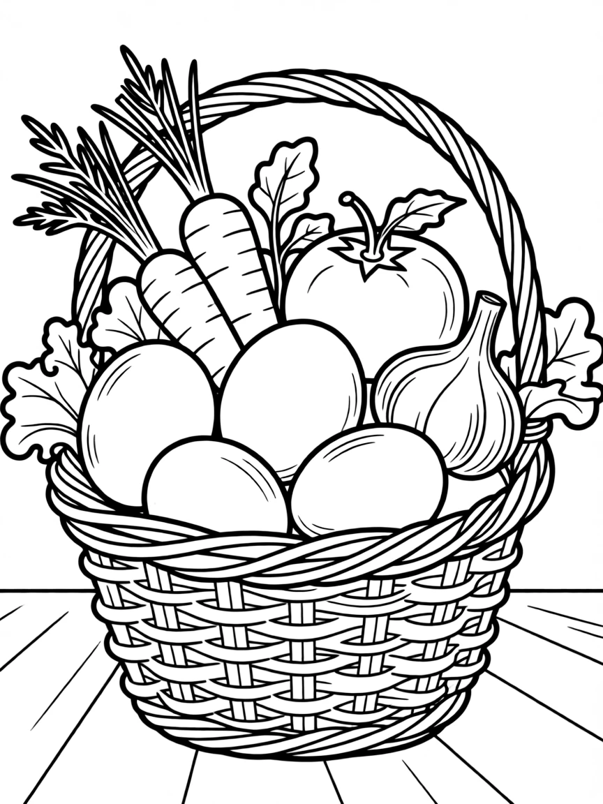 (Vermont) A basket of farm-fresh eggs and veggies