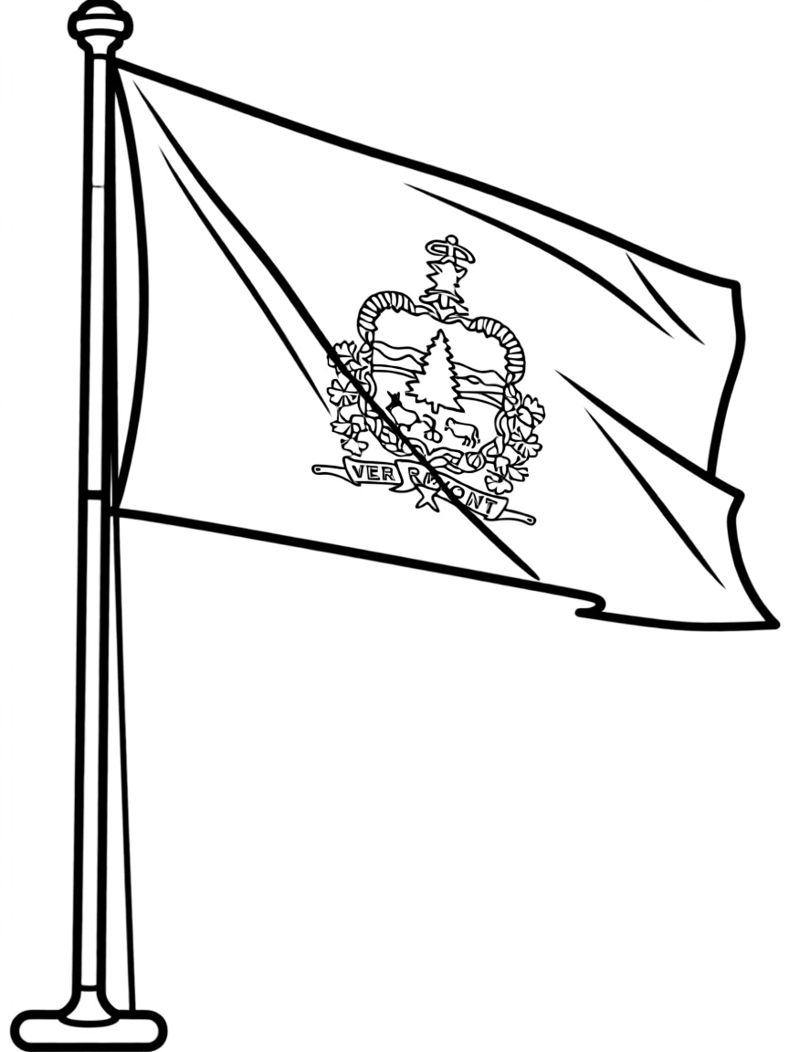 (Vermont) A Vermont flag waving in the wind